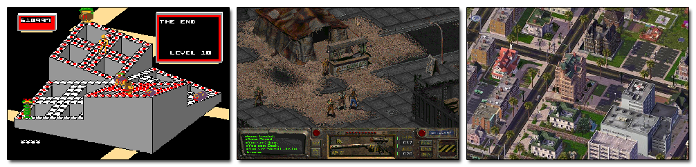 A Layman’s Guide To Projection in Videogames - trimetric projections visuals - view, Video game, trimetric, tricks, top-down, technical, raster, projection, pixel, perspective, overhead, orthographic, oblique, isometric, faking, dimetric, design, bird's eye, axonometric, art, 3d, 2D